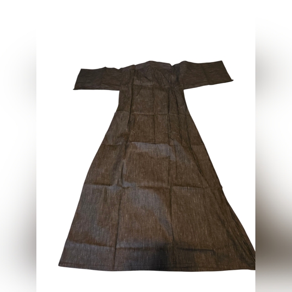 Black & White Pinstrip 3/4 Sleeve Minimilist Maxi Cotton Dress Size 2 - Picture 3 of 5